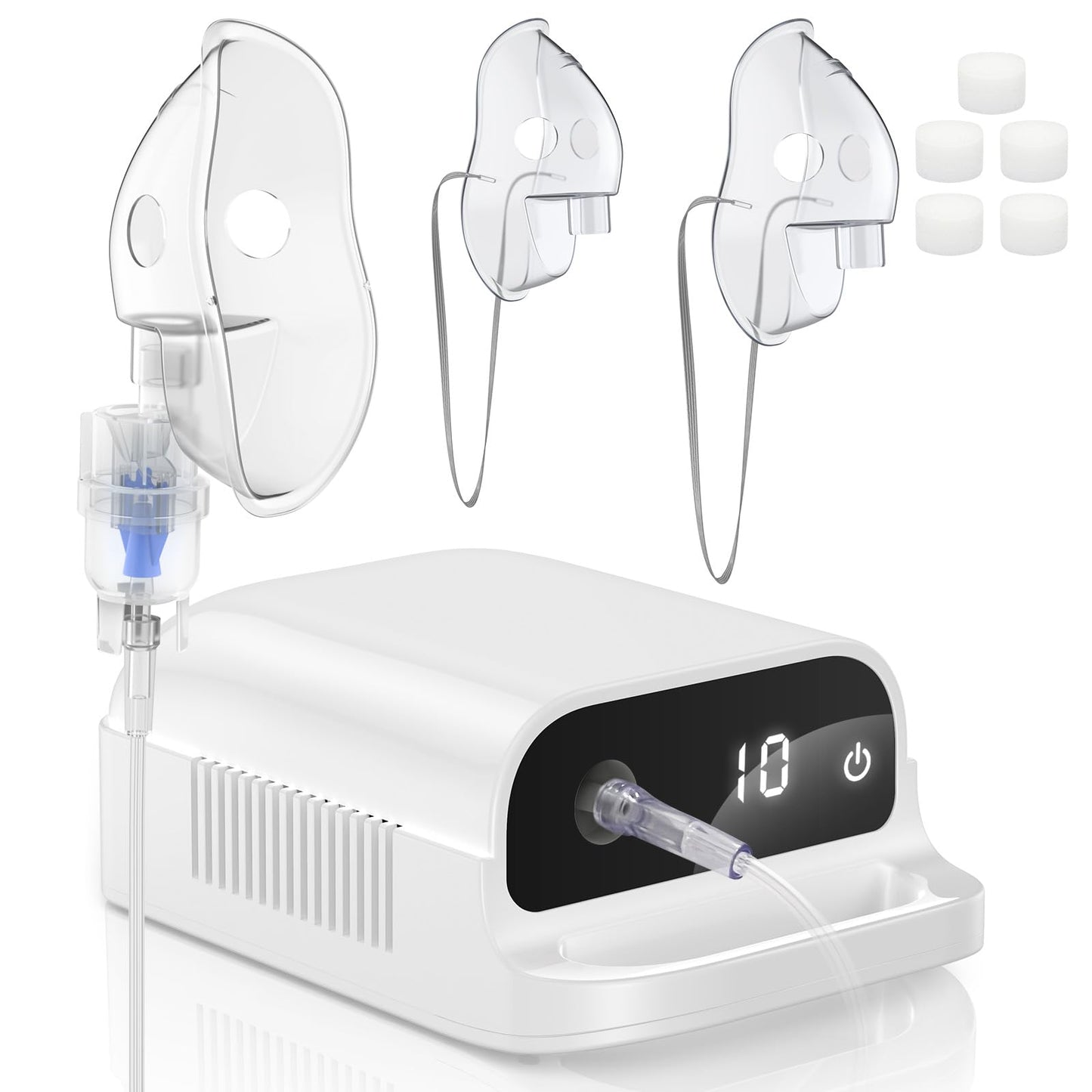 Smart Nebulizer, Intelligent Digital Display Nebulizer Machine for Adults and Kids,Low Noise Compression Nebulizer for Breathing Problems,Desktop Jet Nebulizer for Home Use Spacer-16