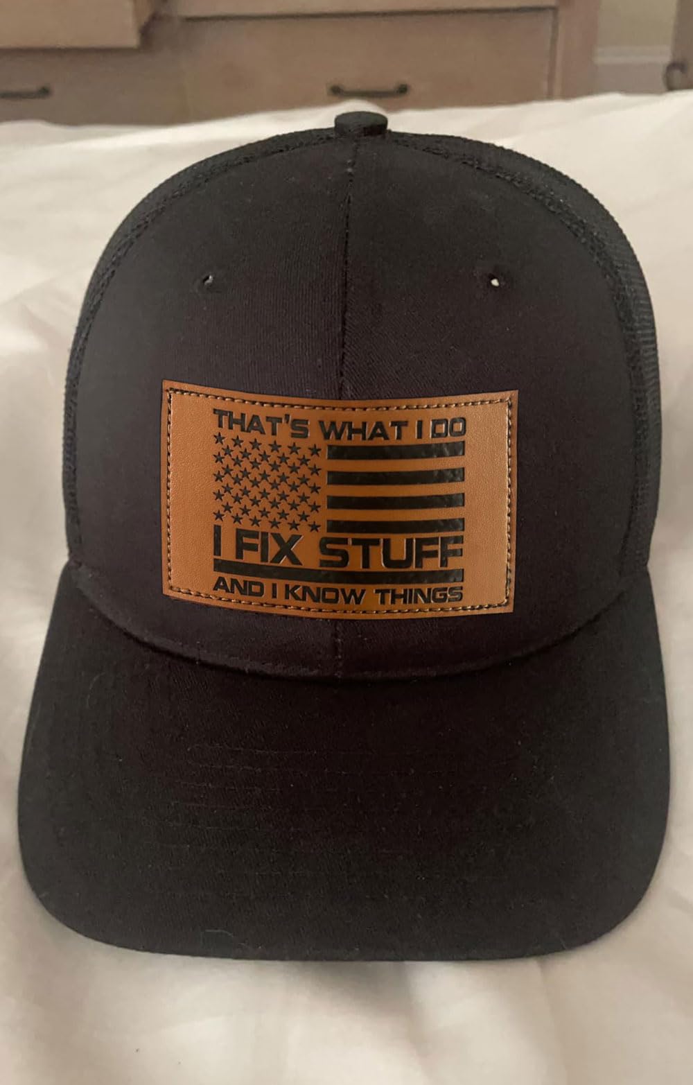 Gifts for Dad, Men,Him, Husband, Grandpa - Dad Gifts for Fathers Day Hat - Ideas Birthday 40th 50th 60th 70th 80th - I Fix Stuff Trucker Hat Black
