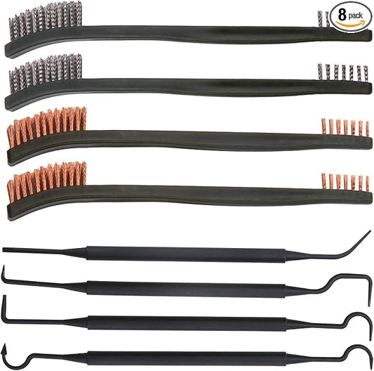 8 Pack Carburetor Cleaning Brushes Kit, Torch Nozzle Tip Cleaner Set, Double-Ended Polishing Brush and Pick Tool Kits for Motorcycle ATV Welder Carb Chainsaw Orifices