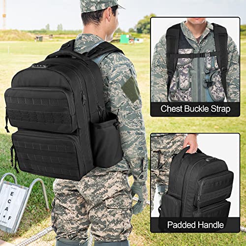 GOBUROS Tactical Pistol Backpack for 4 Handguns and 12 Mags, Gun Range Backpack with TSA Lock and Padded Shoulder Straps, ...