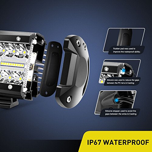 Nilight Led Light Pods 2PC 4Inch 60W Flood Spot Combo Triple Row Driving Lamp Roof Bumper Off Road LED Work Lights Pods fo...