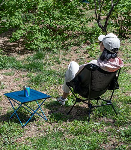 iClimb 1 Anti-Sinking Large Feet Chair and 1 Folding Table Bundle, Ultralight Compact for Single Adult Outdoor Backpacking...