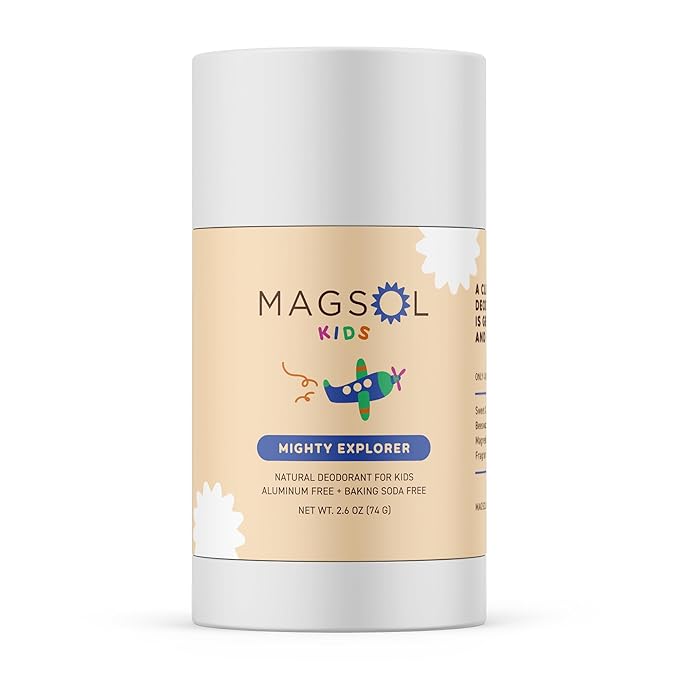 MAGSOL Natural Deodorant for Kids and Teens, Gentle on Skin, Only 4 Ingredients, Aluminum Free, Baking Soda Free, Natural Deodorant for Girls and Boys (Mighty Explorer)