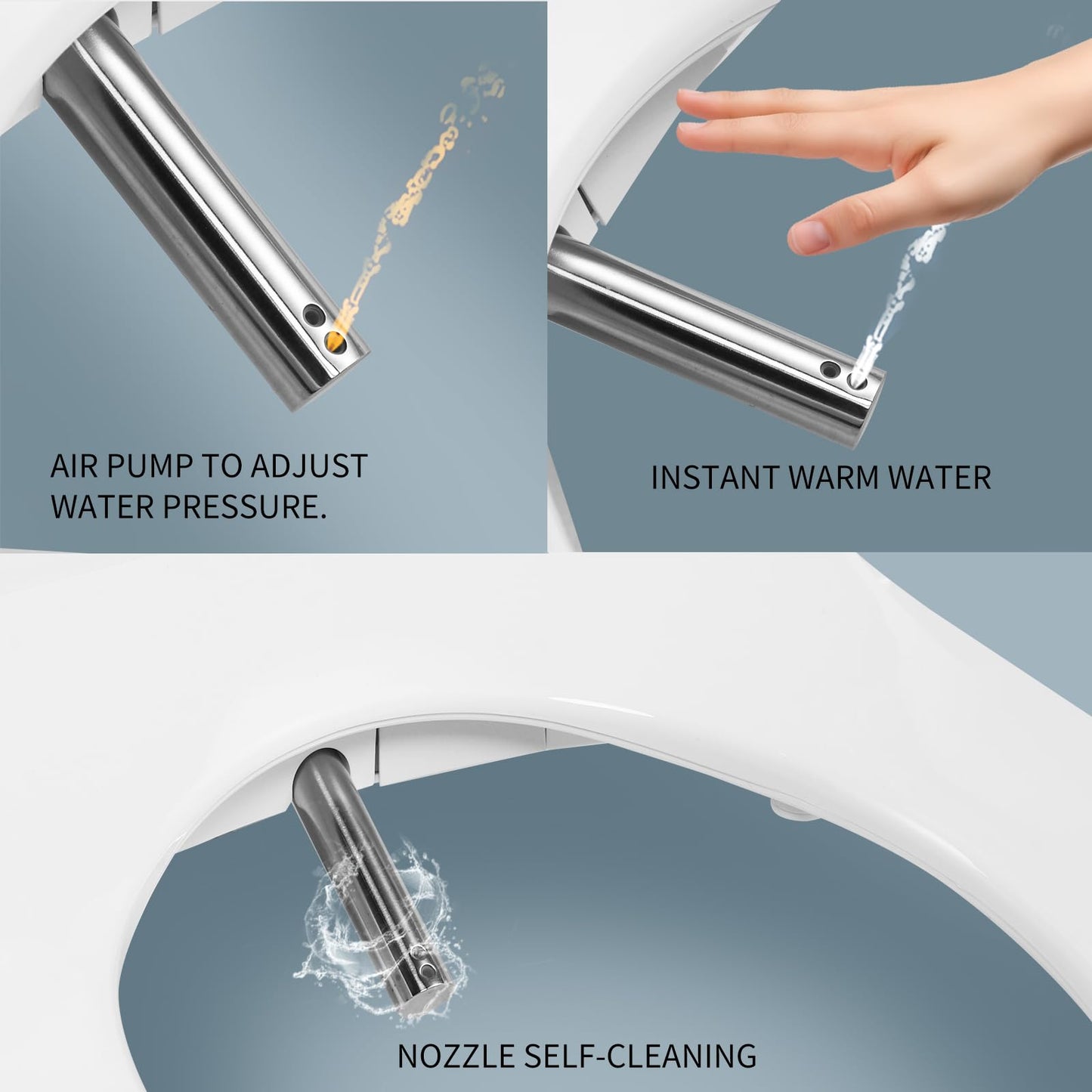 SIMENR Electric Bidet Toilet Seat Elongated, Instant Warm Water, Heated Seat with Dryer, Self-Cleaning Nozzle, Soft Close Lid & Night Light - Smart Bidet with Adjustable Temp, Pressure & Universal Fit