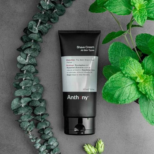 Anthony Shaving Cream Mens Sensitive Skin: Squalane, Eucalyptus, Spearmint and Rosemary Extracts, Help Soothe, Refresh, Cool, and Condition Your Skin for Shave 6 Fl Oz 3 Pack
