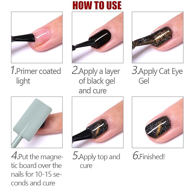 JERCLITY 8 Pieces Cat Eye Magnet for Nails Double-head Flower Design Nail Magnet Pens Magnet Stick Multi-Function Magnet Board 3D Magnetic for Cat Eye Gel Polish DIY Nail Art