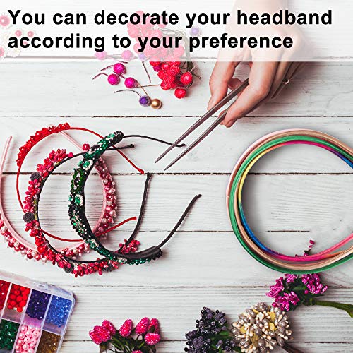 Duufin 30 Pieces Satin Headbands for Girls DIY Craft Headband 1cm Plain Girls Headband Colorful Satin Coverd Headbands, 30...
