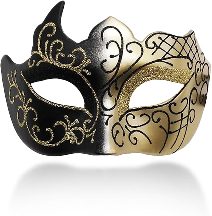 Ralleyfun Masquerade Mask for Men Couple Venetian Mask for Halloween Mardi Gras Costume Party Prom Ball