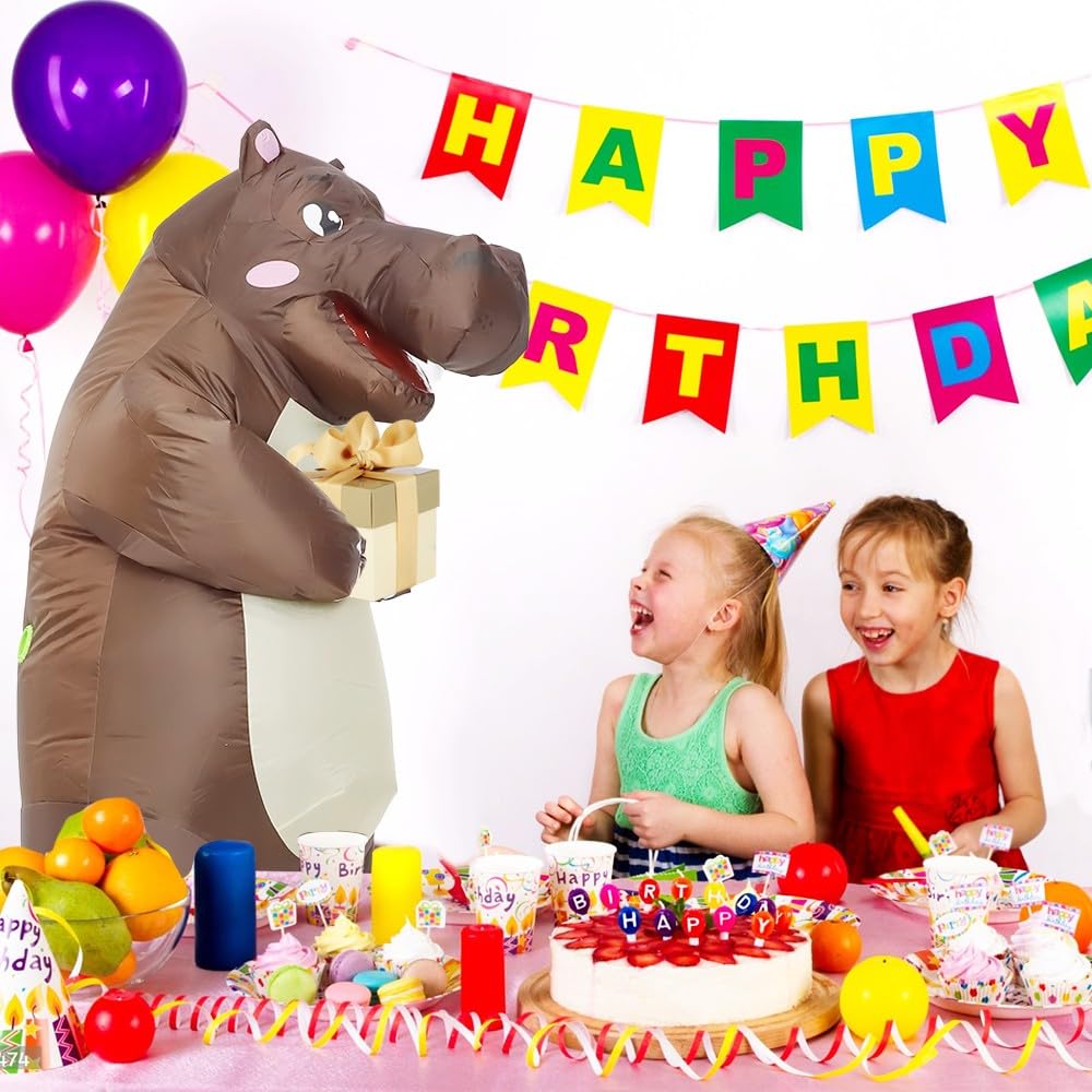 Rysotowy Inflatable Hippo Costume for Adult Funny Blow up Halloween Costume Inflatable Animal Mascot Suits Costume