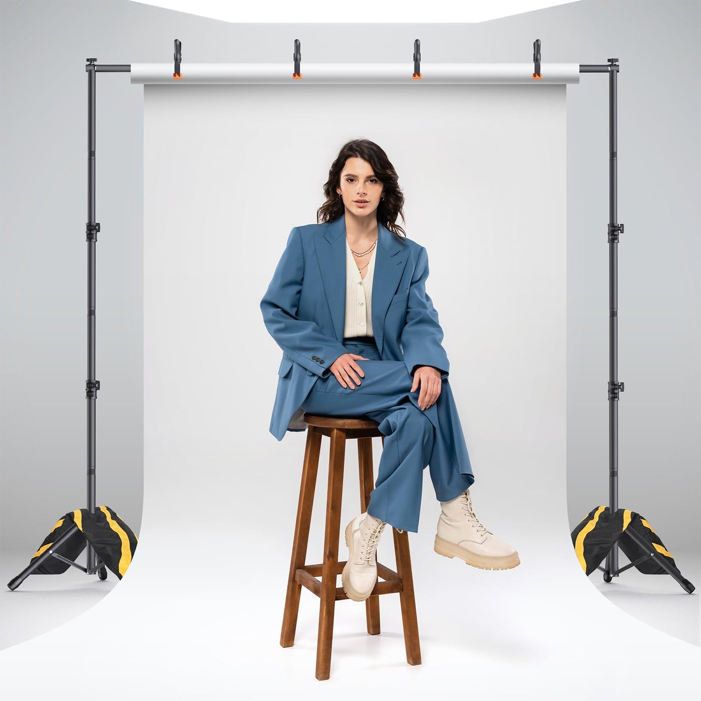 Eocnrhe Backdrop Stand Kit - 6 Widths, 10x7.5ft Adjustable Background Stand for Parties & Studio Photography