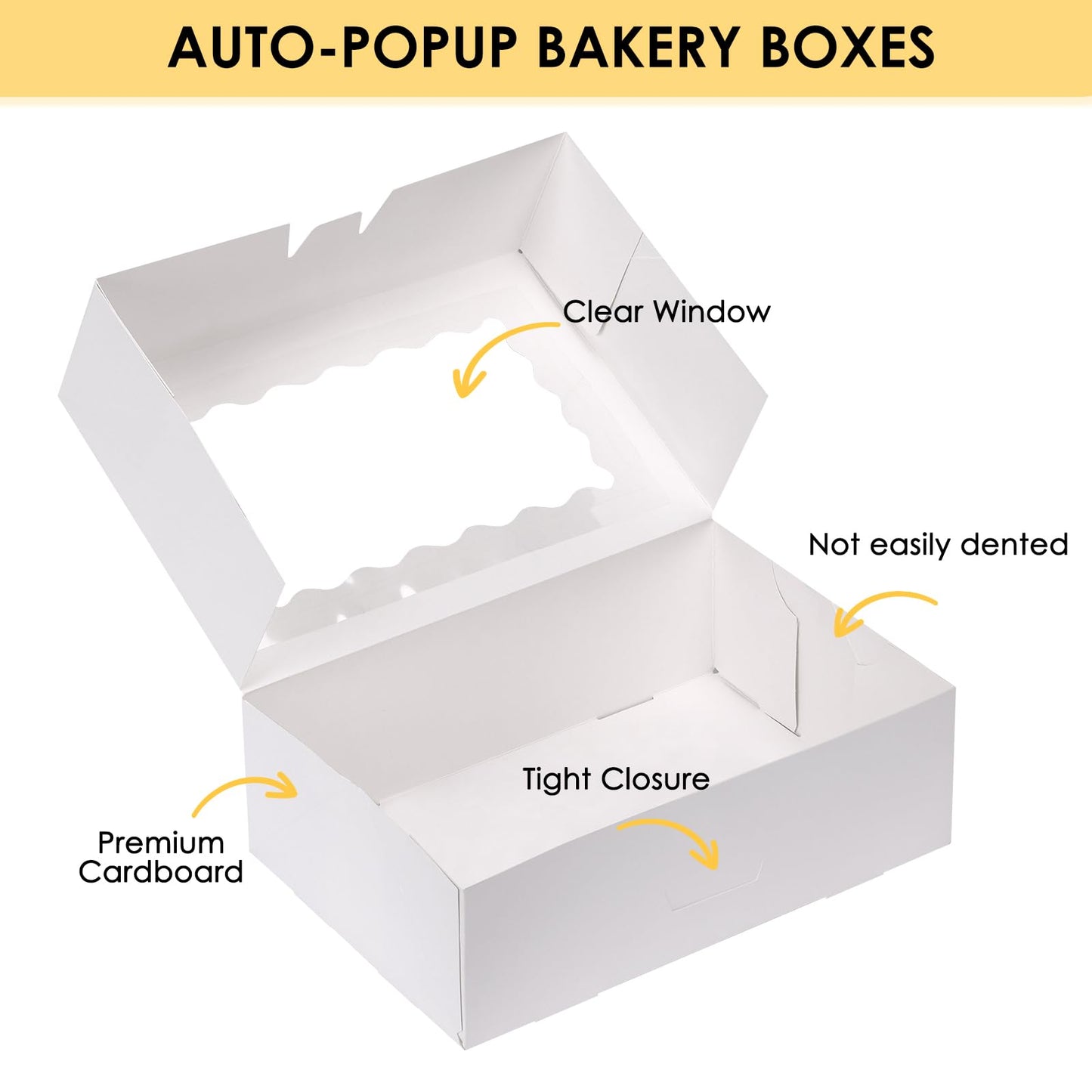 Moretoes 28pcs Cookie Boxes with Window, 9x6x3 Inch White Bakery Boxes Dessert Container for Pastries, Chocolate Covered Strawberries, Easter Candy, Muffins, Donuts