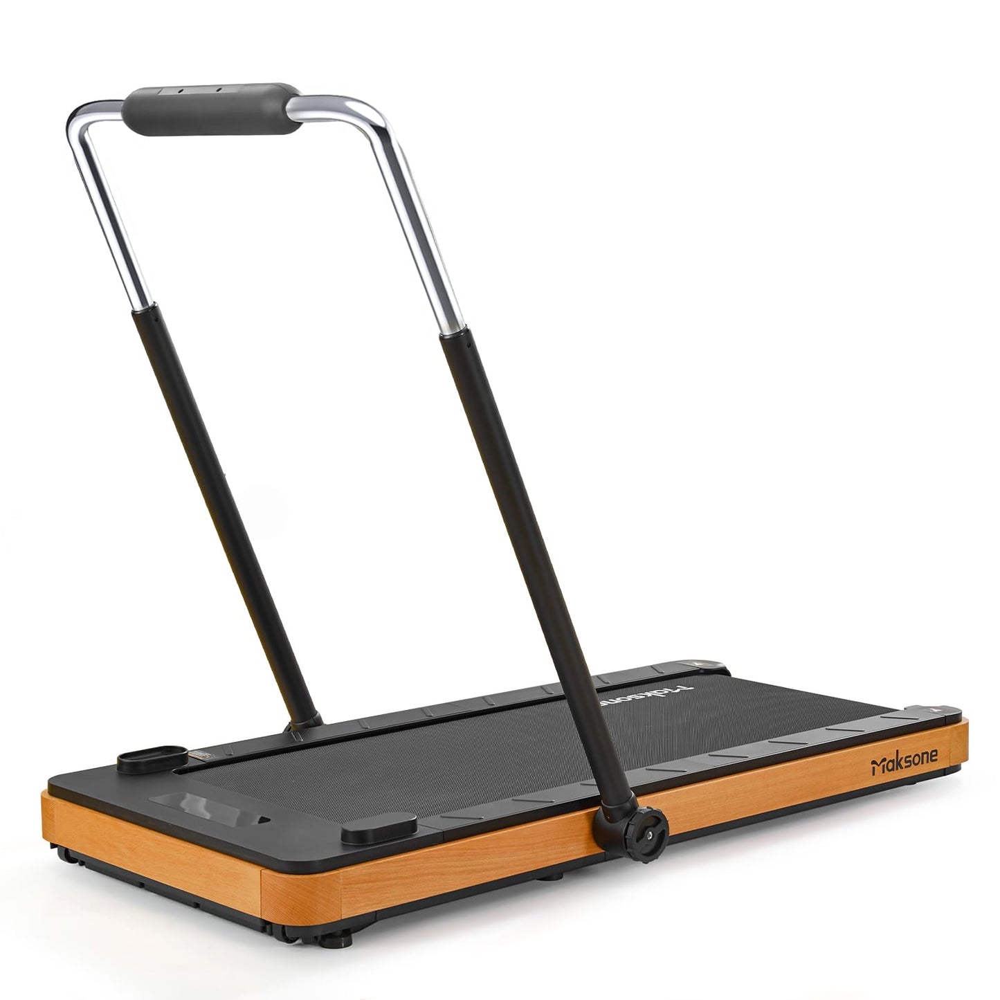 Maksone Folding Wooden Treadmill 4D Adjustable Handlebars Extra Wide 42'' and Long Running Deck,Capacity Heavy Duty Desk Treadmill,Quiet 55dB for Home Gym