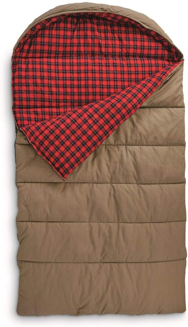 Guide Gear Canvas Hunter 0-Degree Double Sleeping Bag for Adults and Kids 2-Person Warm Winter Cold Weather Lightweight Po...