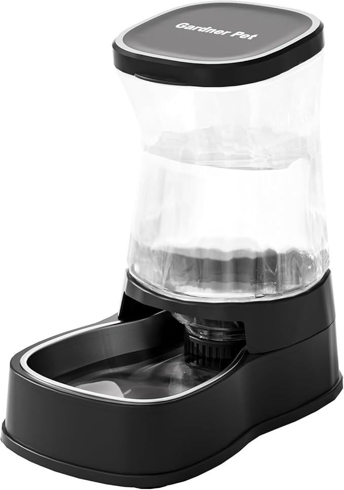 Automatic Gravity Water Dispenser for Dogs, 1Gallon Stainless Steel Dog and Cat Water Bowl Dispenser, Dog Water Fountain D...