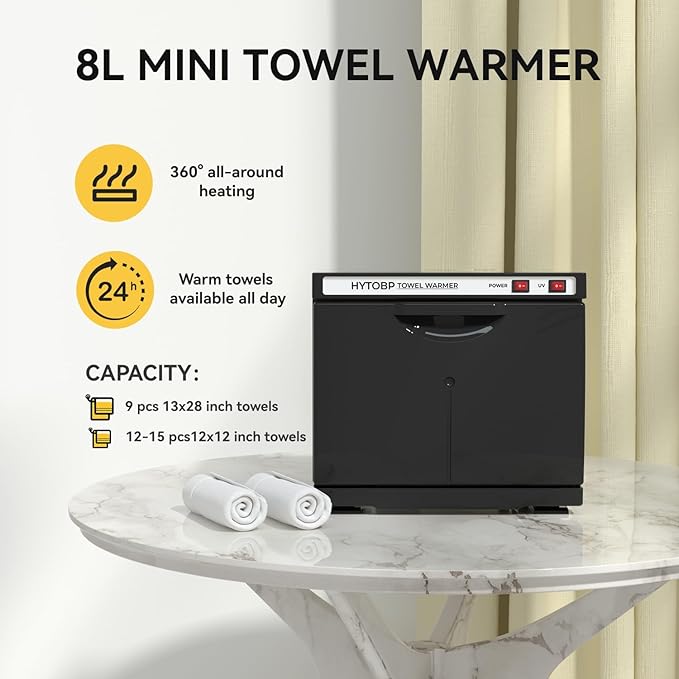 Hot Towel Warmer Spa, 8L Towel Warmers, Professional Small Mini Towel Warmer Cabinet for Facial Esthetician, Towel Heater for Beauty&Salon(8L-Black)