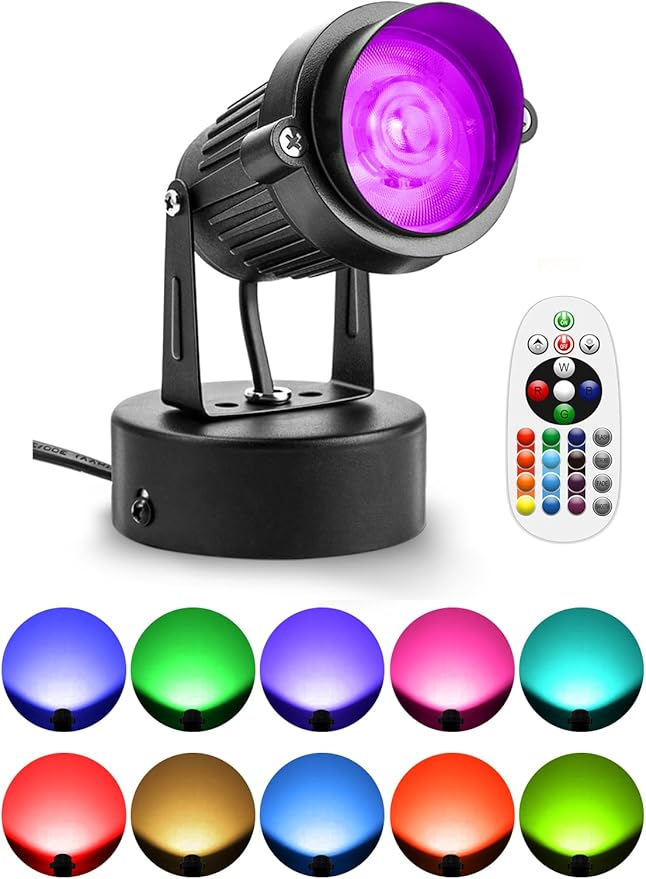 ZUCKEO 10W LED Spot Lights Indoor RGBW Color Changing Uplighting Indoor with Remote, 120V Christmas Spotlight Up Lights Pl...