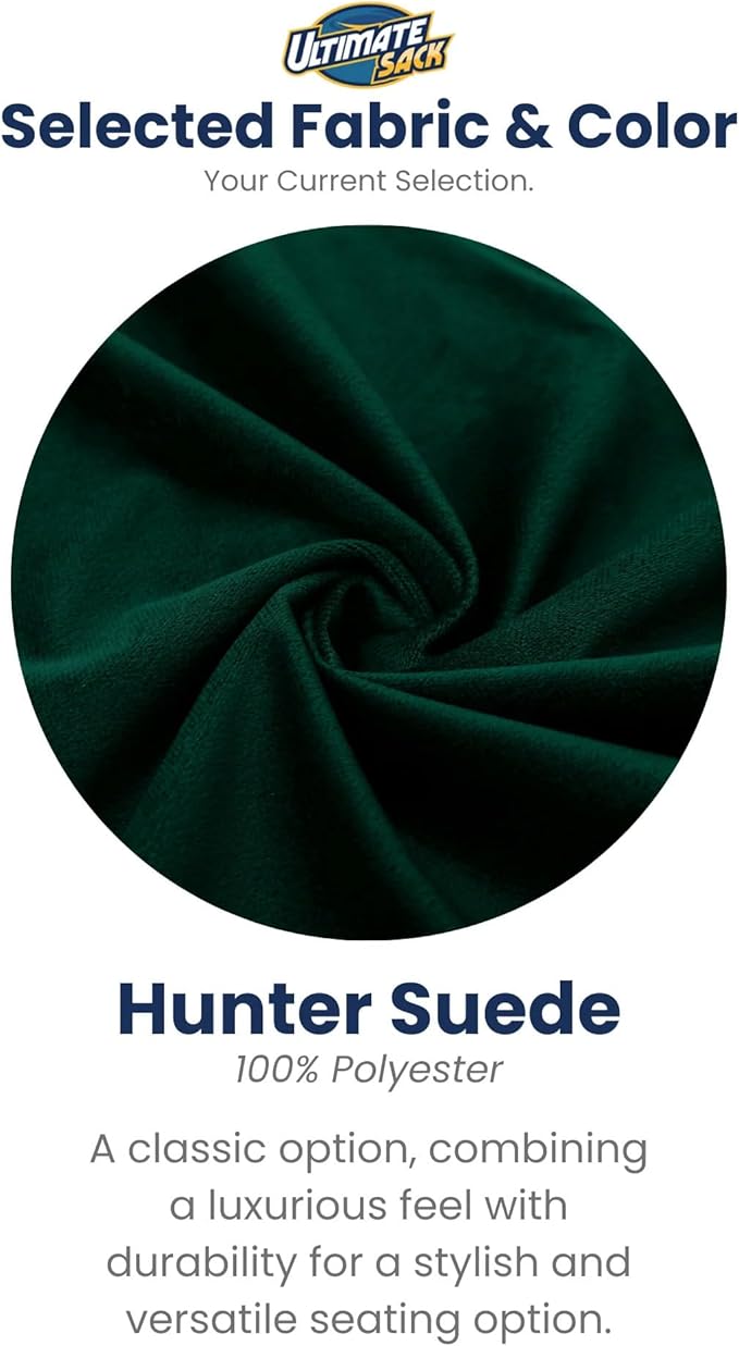Ultimate Sack 4000 4-Foot Bean Bag Chair, Hunter Suede Cover – Oversized Foam Lounger, Floor Seat, Small Sofa, or Couch Bed for Living Area, Gaming Room, or Reading Lounge