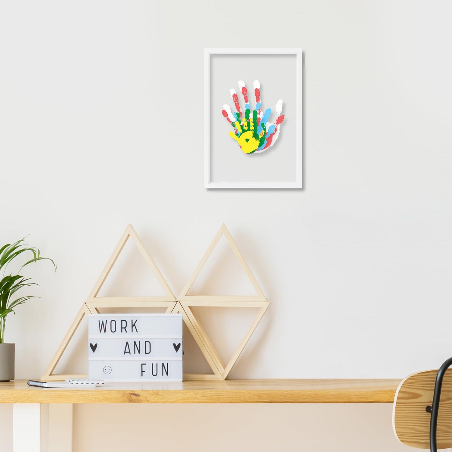 Family Handprint Kit - DIY Handmade Keepsake Wooden Frame - Family Gifts, Adoption Gifts, Gift for New and Expecting Parents- Includes 5 Paint Colors (White)