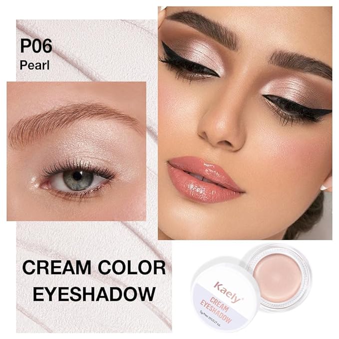 Single Cream Eye Shadow,Silver Purity Shimmer Glitter Natural Nude Monochrome Eyeshadow Palette,Waterproof,Long Lasting Naturing-Looking,Vegan & Cruelty-Free,P06