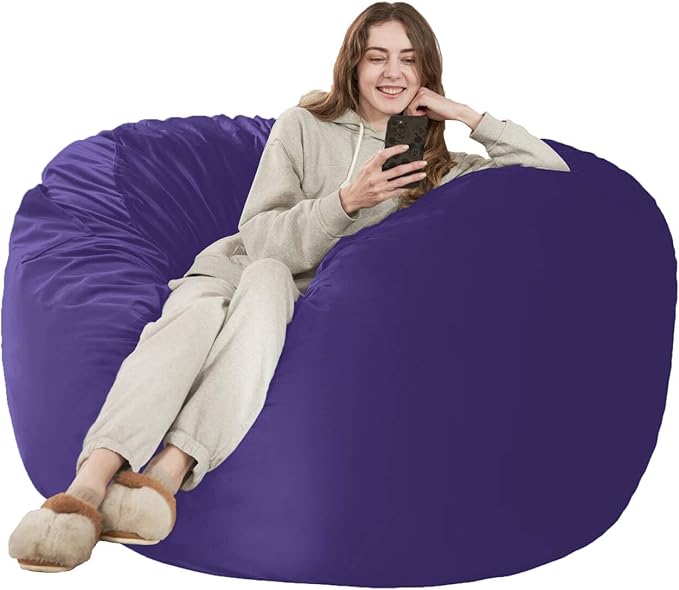 HABUTWAY Bean Bag Chair: Giant 6' Memory Foam Furniture Bean Bag Chair with Microfiber Cover - 6Ft,Purple