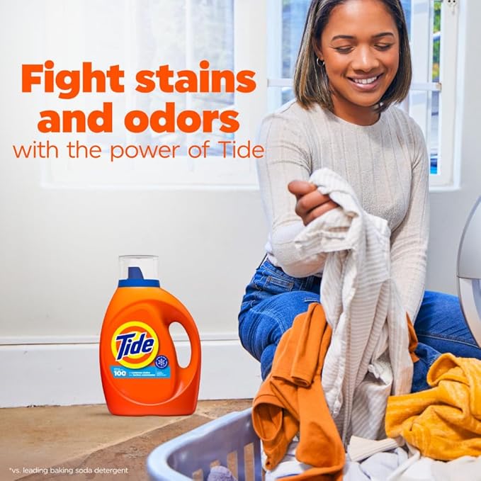 Tide Laundry Detergent Liquid, Clean Breeze Scent, 64 Loads, 80 fl oz, Works on 100% of Common Stains