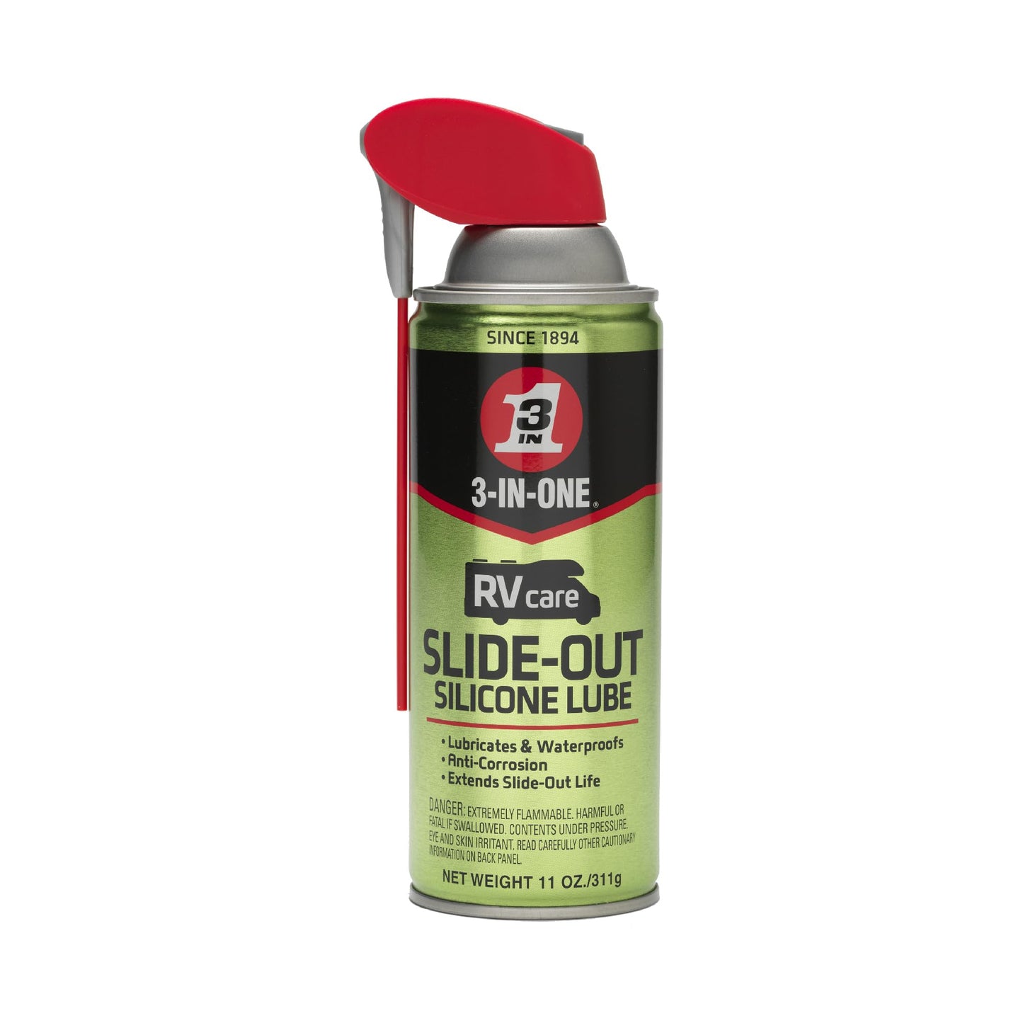 3-IN-ONE RVcare Slide-Out Silicone Lube with Smart Straw Sprays 2 Ways, 11 OZ