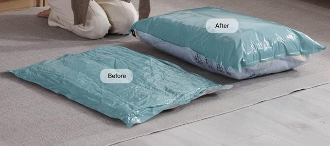NeatNest 6 Pack Vacuum Storage Bags – 3 Small & 3 Medium, Flat Space Saver Bags for Clothes, Towels, Sweaters, Dual Compression (Vacuum or Hand Press), Airtight & Reusable