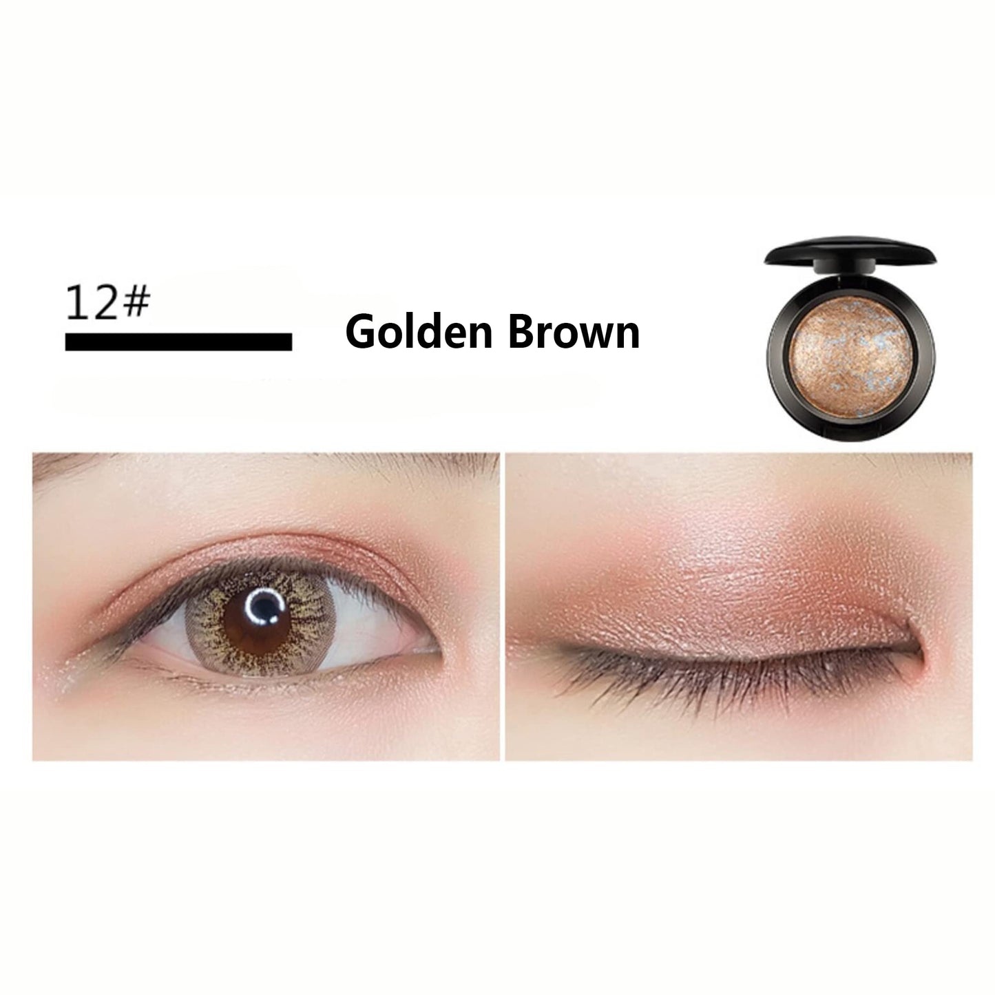 Mallofusa Single Baked Eye Shadow Palette Shimmer Metallic Eyeshadow Powder Makeup in 15 Colors (Madrid Golden)