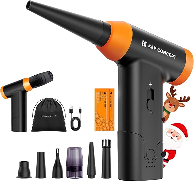 K&F Concept Blower & Suction 2 in 1 Compressed Air Duster, 150000RPM Super Power Electric Air Duster, Stepless Speed Regulation, Portable Dust Blower for Computer, Keyboard, House, Outdoor and Car