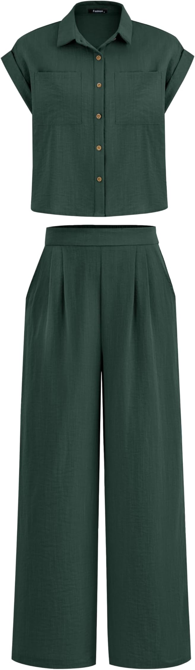 PRETTYGARDEN Womens 2 Piece sets Summer Cap Sleeve Tops Palazzo Pants Dressy Casual Vacation Travel Outfits Tracksuits