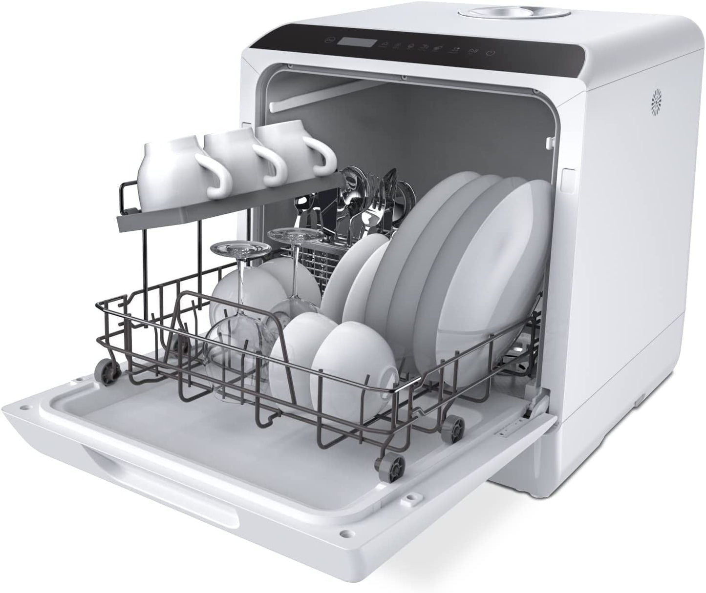 AooDen Portable Dishwasher Countertop Dishwasher with 5L Built-in Water Tank, No Hookup Needed, 5 Washing Programs, Air-dry Function, Fruit Washing, Delay Function, Mini Dishwasher for Apartment, RVs