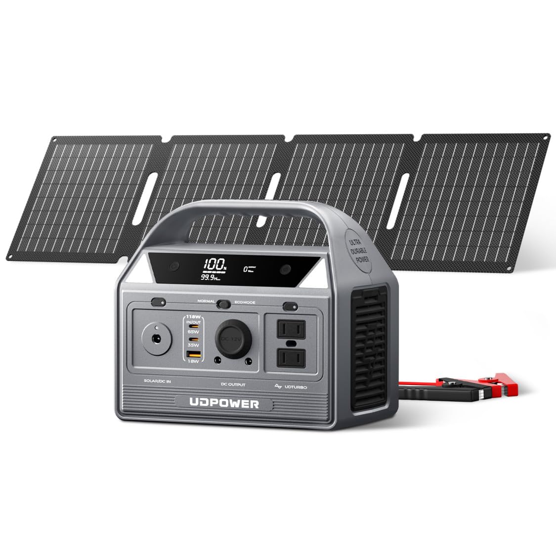 Udpower C400 Solar Generator Kit | 400W Portable Power Station + 40W Foldable Solar Panel | 256Wh Lifepo4 Battery, 800W Surge| F