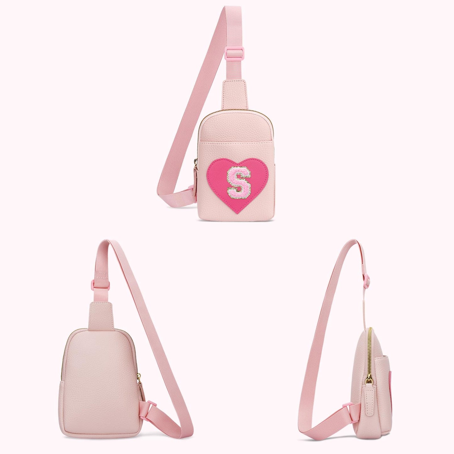 KKXIU Girls Initial Sling Crossbody Bag Toddler Fanny Pack Personalized Gift Kids Purse (S)
