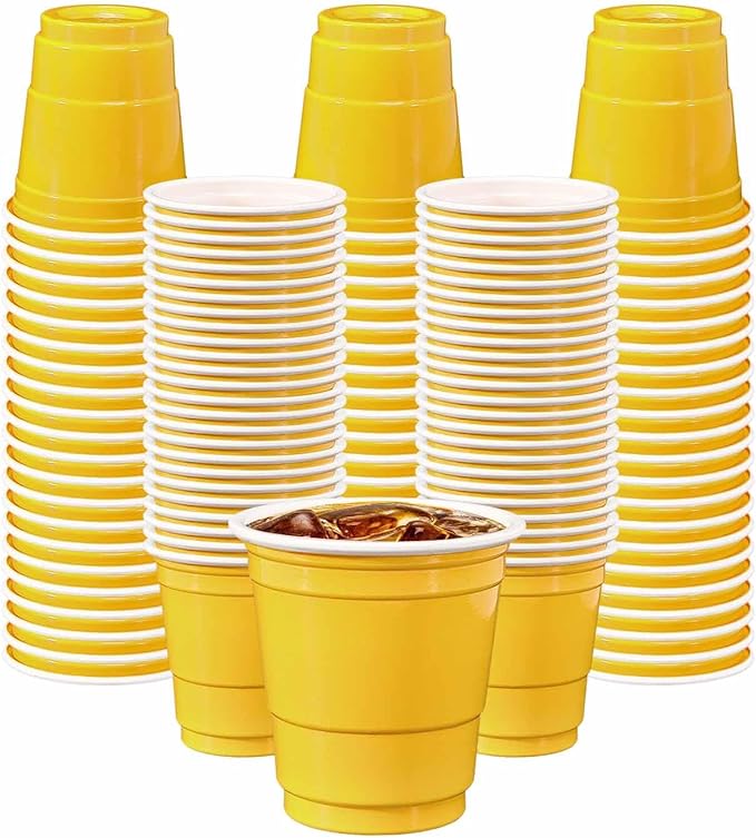 AVXINSOK 100 Pack 2 oz Yellow Plastic Shot Cups Disposable Shot Glasses Mini Shot Cups for Party Wedding Graduation Wine B...