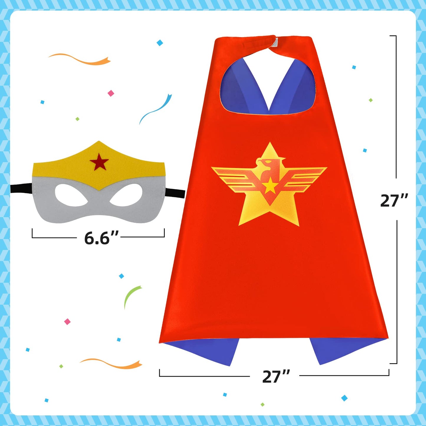 Mizzuco Dress Up Capes for Kids Superhero Cloak with Mask and Waistband Halloween Costumes and Party Dress up(Yellow)