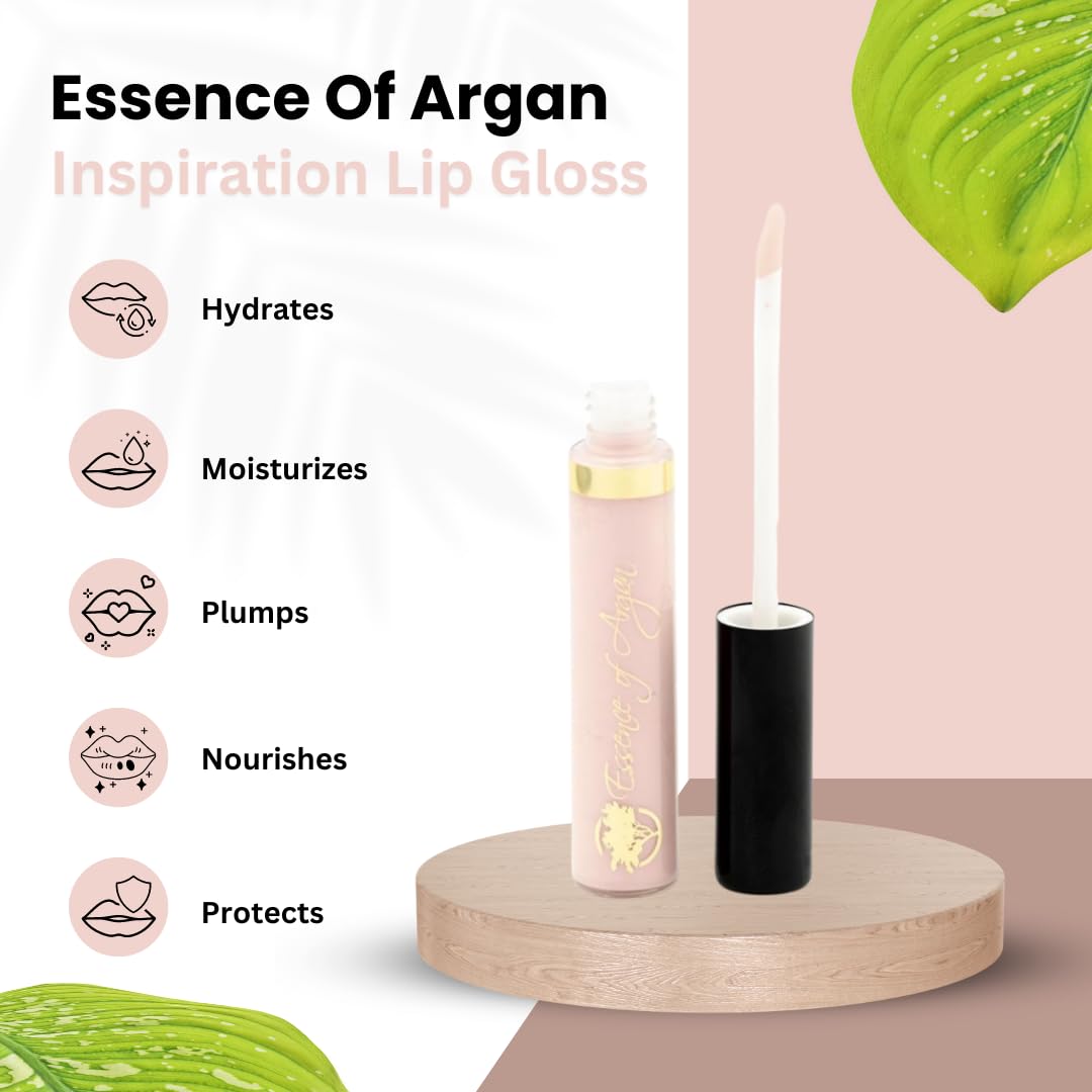 Essence Of Argan Inspiration Lip Gloss with Moroccan Argan Oil to Moisturize and Plump your Lips - Lip Care to Eliminate Dryness