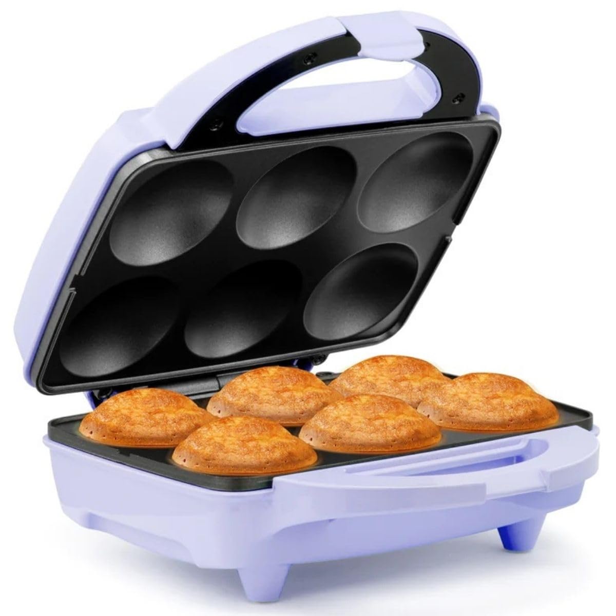 Holstein Housewares Non-Stick 6-Count Electric Cupcake Maker Machine - Bakes 6 Cupcakes, Muffins, Pizza Cups, Cinnamon Buns - Pe
