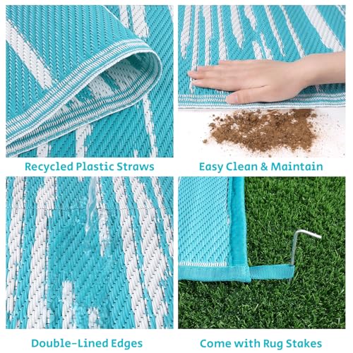 HEBE Outdoor Rug 6' x 9' Waterproof for Patios Clearance, Reversible Plastic Straw Rug Camping Carpet, Indoor Outdoor Area...