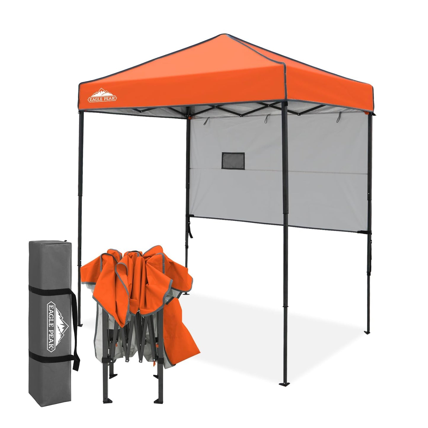 EAGLE PEAK Instant Pop Up Canopy with Adjustable Sun Wall 6x4, Straight Lightweight Compact Portable Tent with Carry Bag, Orange