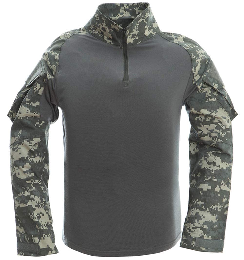 LANBAOSI Men's Tactical Military Combat Shirt Rapid Assault Army Woodland Hunting Long Sleeve T-Shirt