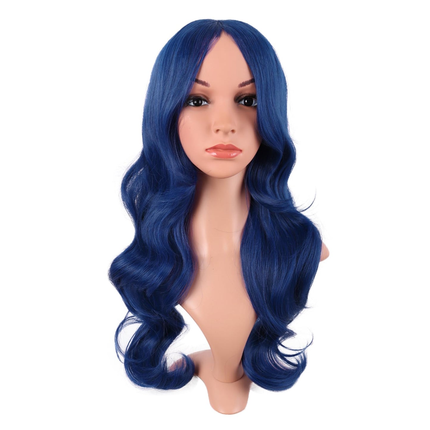 MapofBeauty 24 Inch/60 cm Charming Synthetic Long Wavy Side Bangs Women Party Anime Cosplay Wig (Mixed Blue)