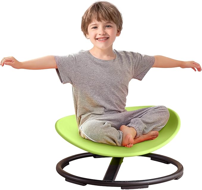GAKINUNE Sensory Spinning Chair for Autistic Kids, Swivel Spin Chair for Autism, Sit and Spin Toy for Autistic Children, Indoor Outdoor Toys, Toddler Chair for ADHD, Balance & Coordination (Green)