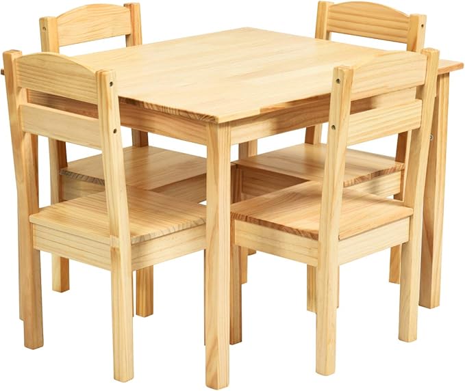 Costzon Kids Table and Chair Set, 5 Piece Wood Activity Table & Chairs for Children Arts, Crafts, Homework, Snack Time, Pr...