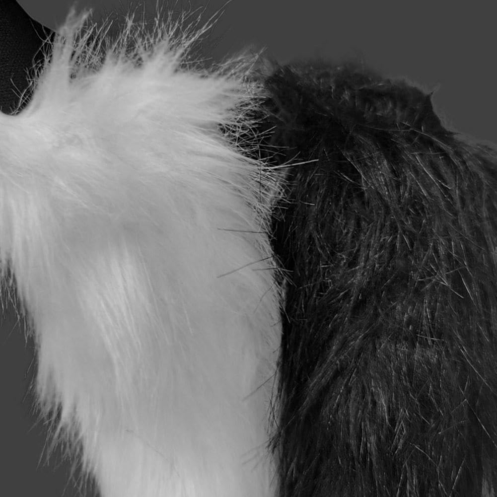 Faux Fur Cat Wolf Mask Tail and Gloves Set Furry Paw Gloves Costume Cosplay Animal for Halloween Christmas Party