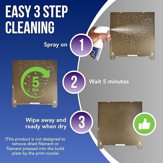 Printer High Quality Build Plate Cleaner, Non-Toxic, No Odor, Easy Clean, Rinse-Free Formula, Includes 12"x12" Microfiber Cleaning Towel (Build Plate Cleaner and PTFE 3D Printer Lubricant)