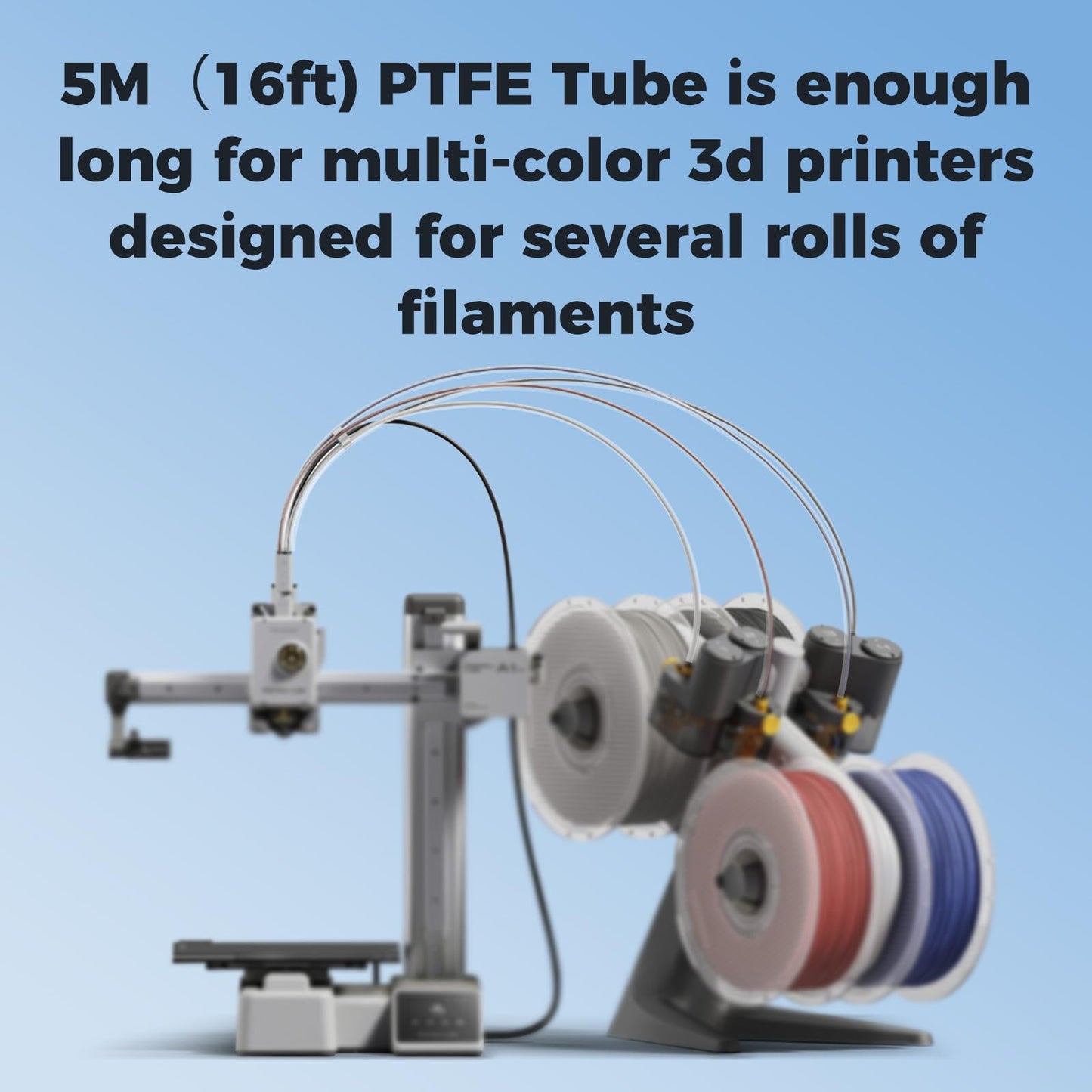 Sovol PTFE Tube 2.5mm ID 4mm OD, Length 5M/16.4ft, with 2 Couplers & Tubing Cutter for Bambu lab X1/ X1C/ P1P/ P1S/ A1/ A1 Mini, Prusa MMU3, Creality K1 Max/Ender 3 V3 & Direct Drive 3D Printer, White