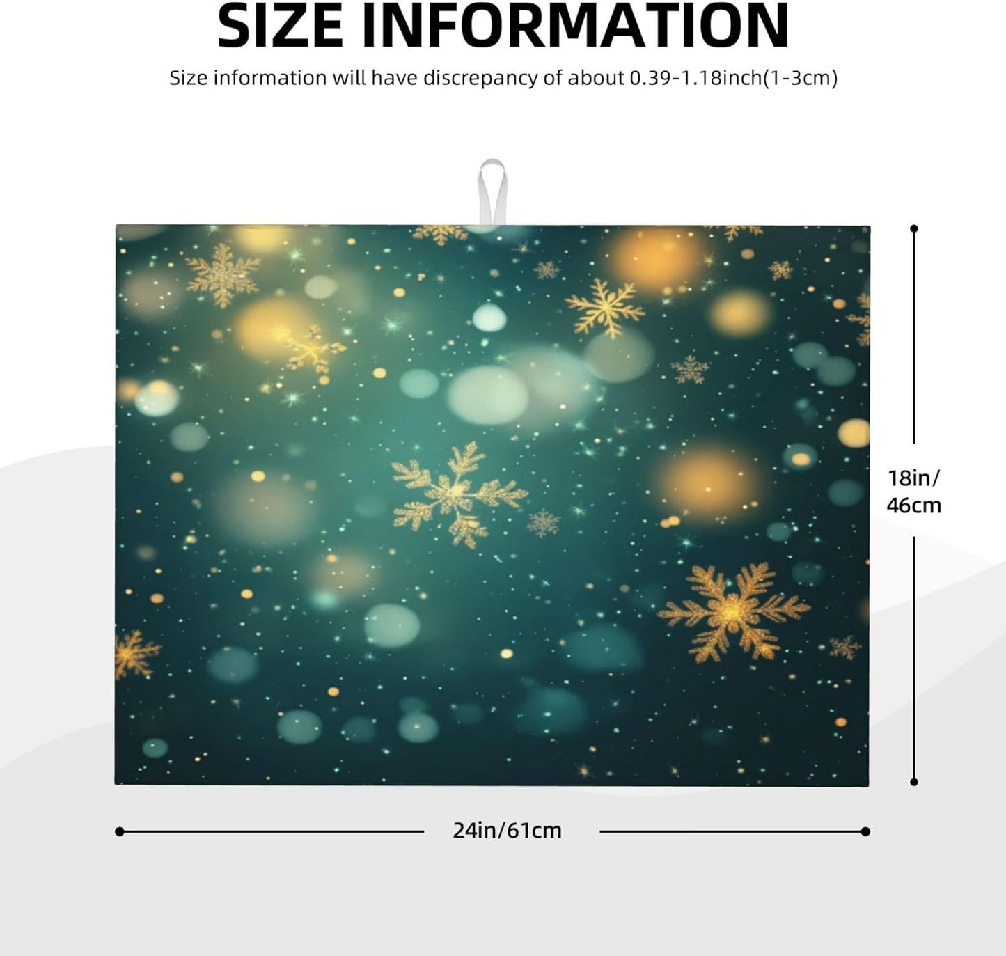 Dish Drying Mat Snowflake Green Christmas New Year Absorbent Microfiber Non Slip Quick Dry Heat Resistant Holiday Decorative Kitchen Counter Mat for Plates Cups Glasses 18x24 Inch