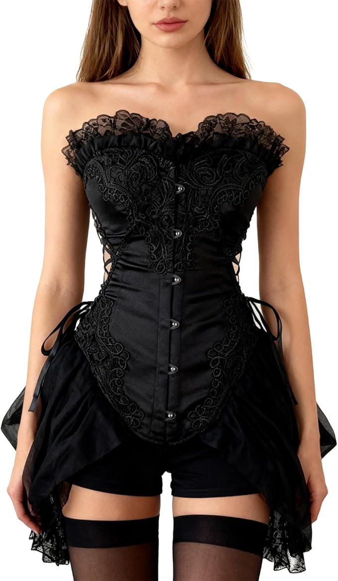 Charmian Women's Sexy Corset Bustier Dress Gothic Victorian Cosplay Party Outfit