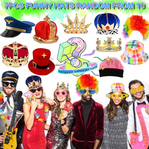 Bulk Opulent Photo Booth Props Set for Adult, Novelty Funny Hats and Glasses, Colorful Wig, Inflatable, Phtot Booth Props ...