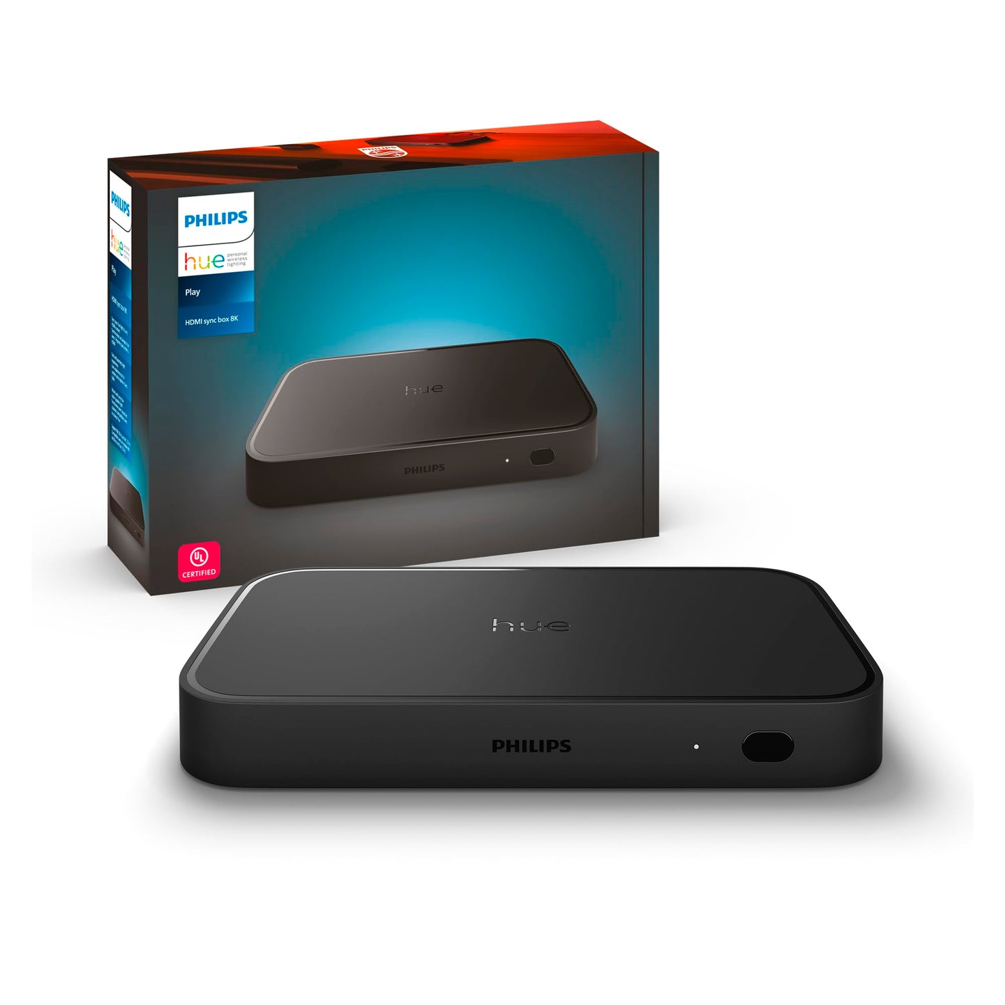 Philips Hue Play HDMI Sync Box 8K, Syncs up to 10 Hue Lights with Video Games, Movies, and Music, Requires Hue Bridge, Supports Dolby Vision HDR10+, Control with Hue App